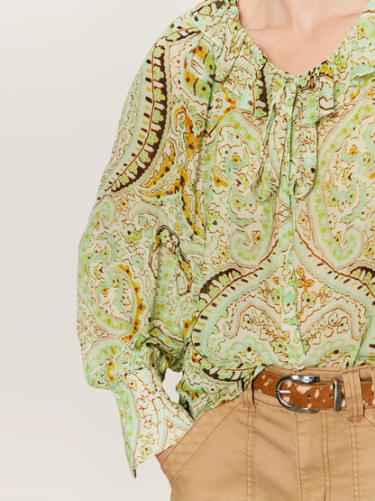 SHEER ELEGANCE VOLUME BLOUSE VERDE BOHEME | Sanctuary Clothing