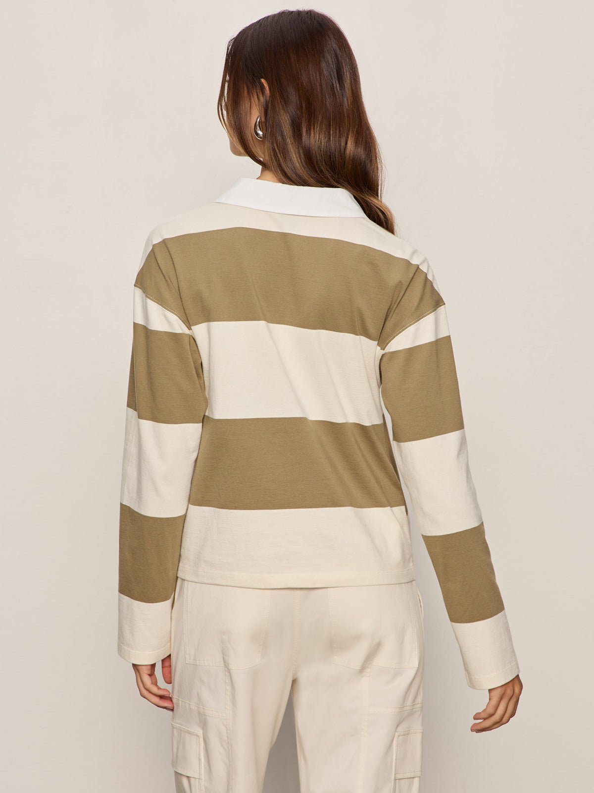 RUGBY TIE FRONT TEE COVERT GREEN/COLLAGEN STRIPE | Sanctuary Clothing