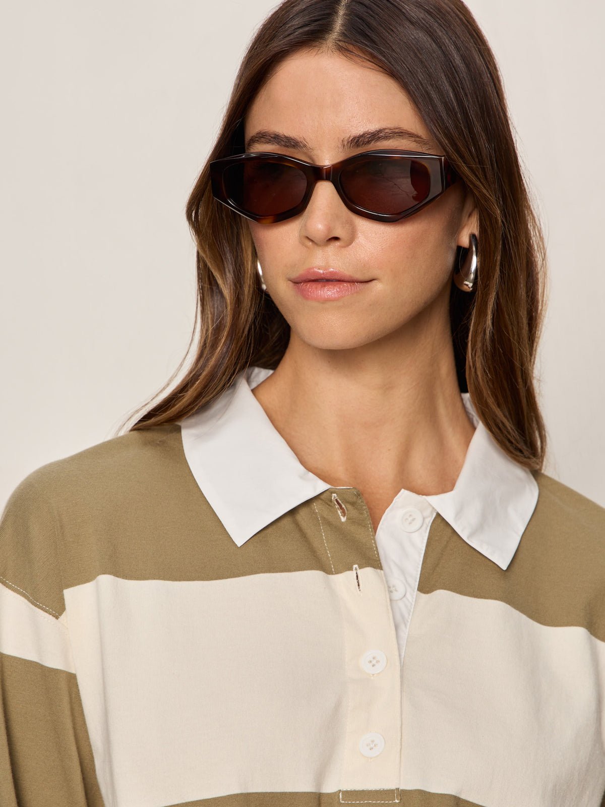 RUGBY TIE FRONT TEE COVERT GREEN/COLLAGEN STRIPE | Sanctuary Clothing