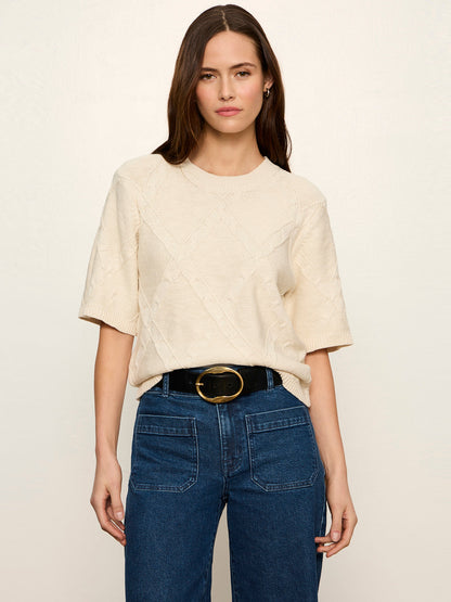Diamond Stitch Sweater Tee Bone | Sanctuary Clothing