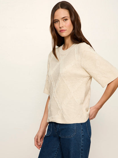 Diamond Stitch Sweater Tee Bone | Sanctuary Clothing