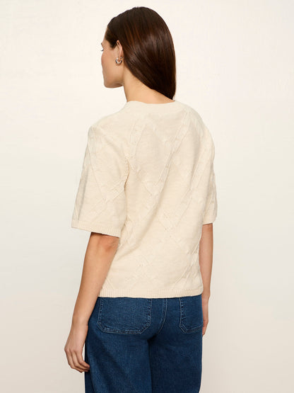 Diamond Stitch Sweater Tee Bone | Sanctuary Clothing