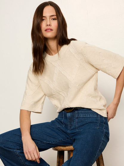 Diamond Stitch Sweater Tee Bone | Sanctuary Clothing