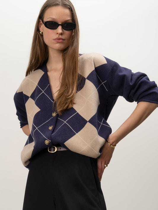 Arden Cardigan Loma Argyle | Sanctuary Clothing
