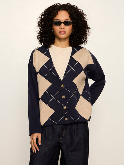 Arden Cardigan Loma Argyle | Sanctuary Clothing