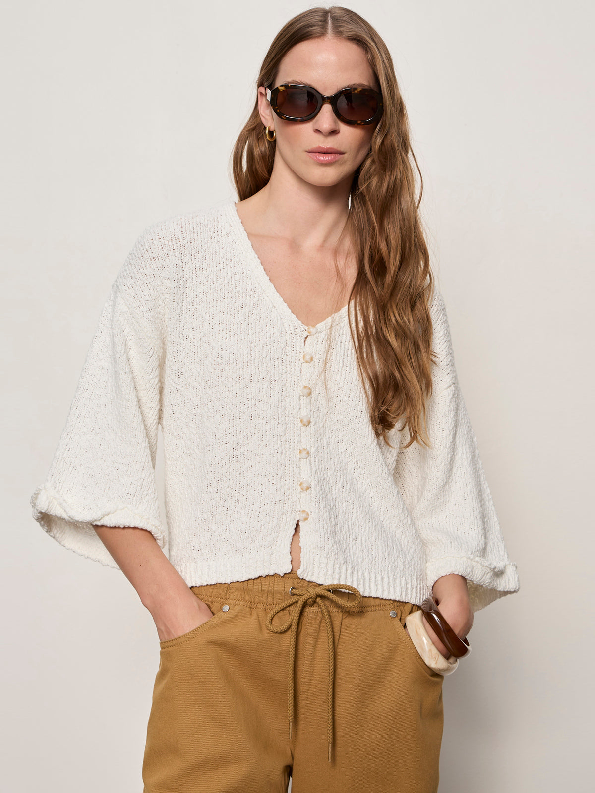 I'M YOURS BUTTON FRONT SWEATER CHALK | Sanctuary Clothing