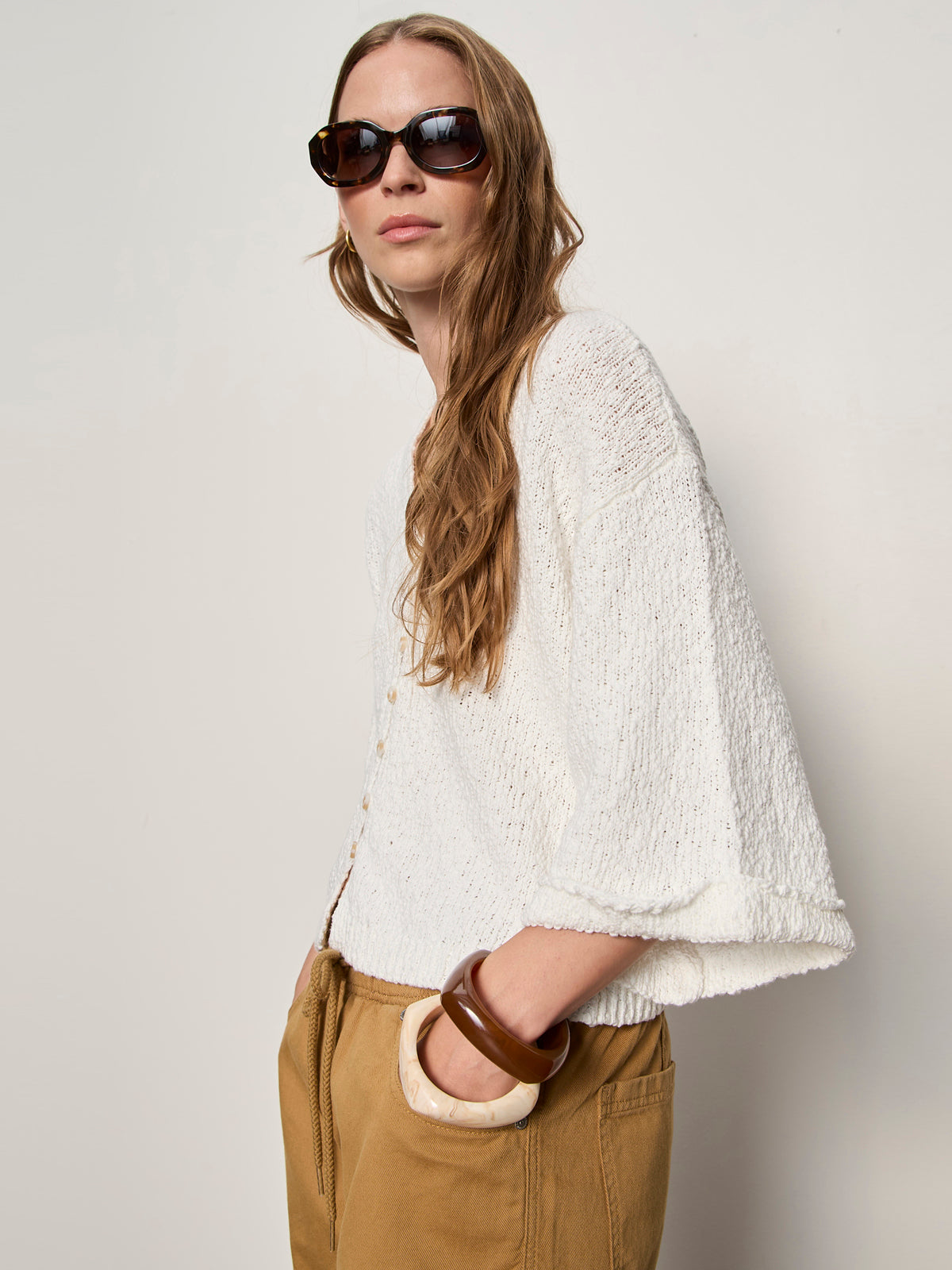 I'M YOURS BUTTON FRONT SWEATER CHALK | Sanctuary Clothing