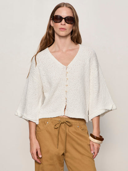 I'M YOURS BUTTON FRONT SWEATER CHALK | Sanctuary Clothing