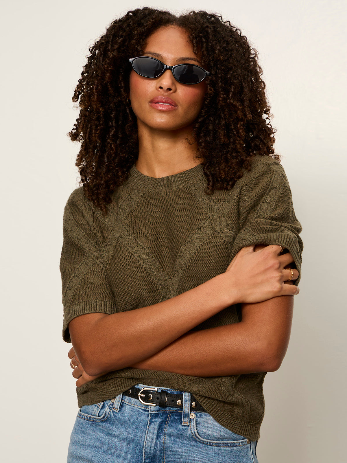 Diamond Stitch Sweater Tee Kalamata | Sanctuary Clothing