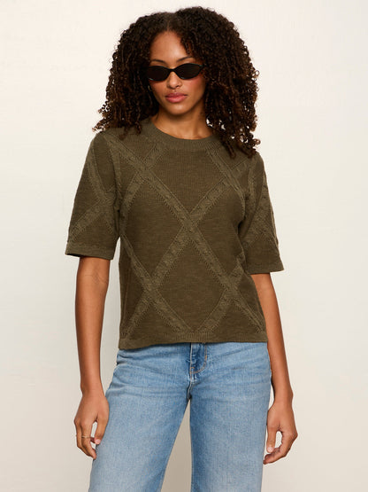 Diamond Stitch Sweater Tee Kalamata | Sanctuary Clothing