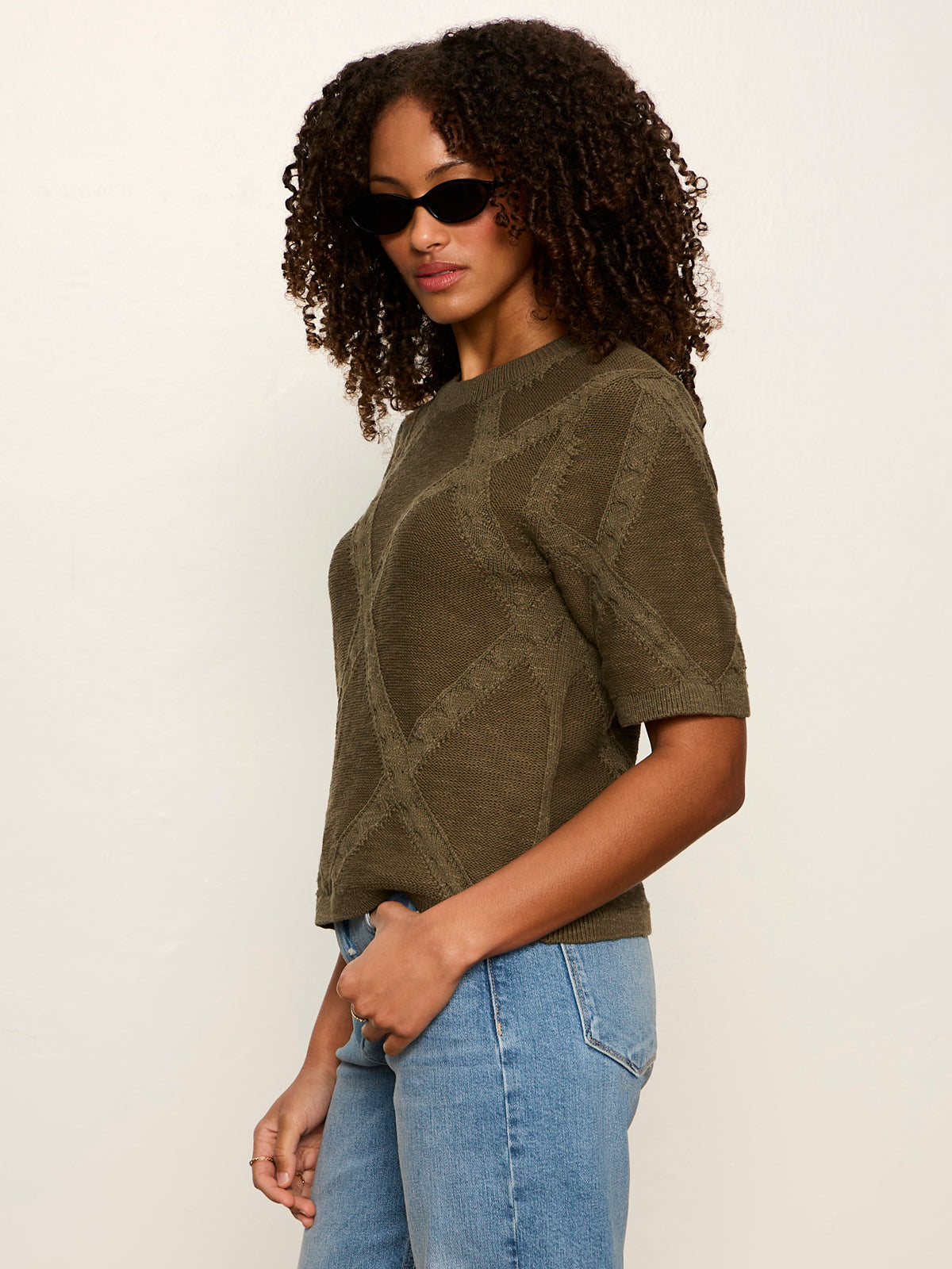 Diamond Stitch Sweater Tee Kalamata | Sanctuary Clothing