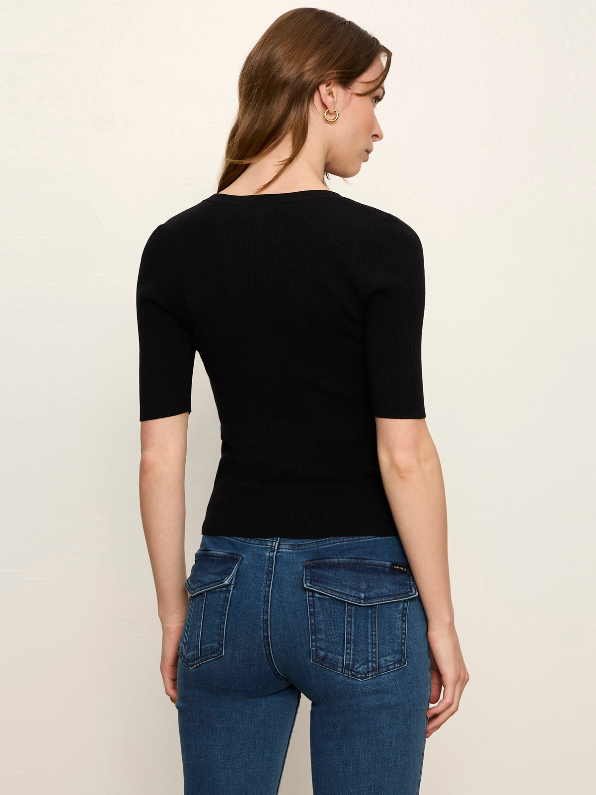 Ribbed Henley Tee Black | Sanctuary Clothing