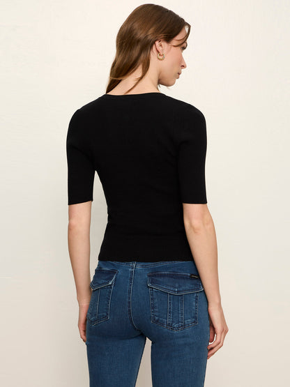 Ribbed Henley Tee Black | Sanctuary Clothing