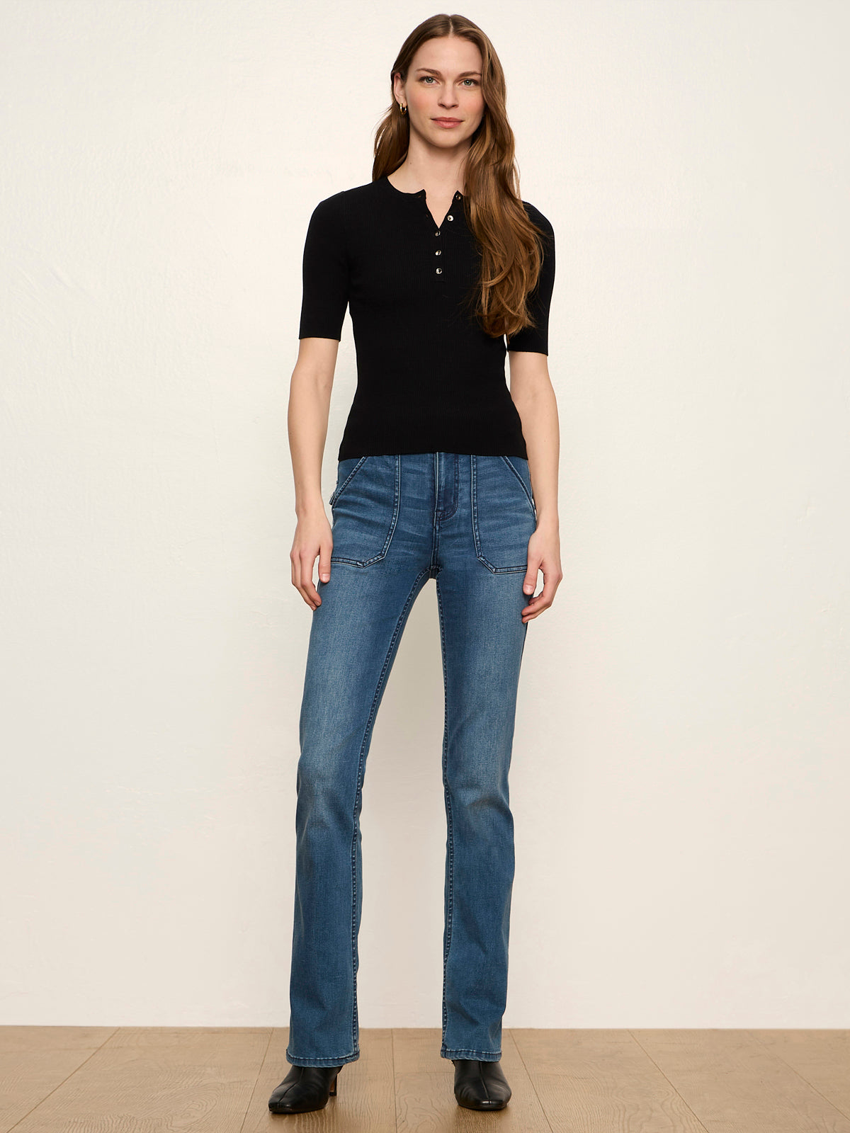 Ribbed Henley Tee Black | Sanctuary Clothing