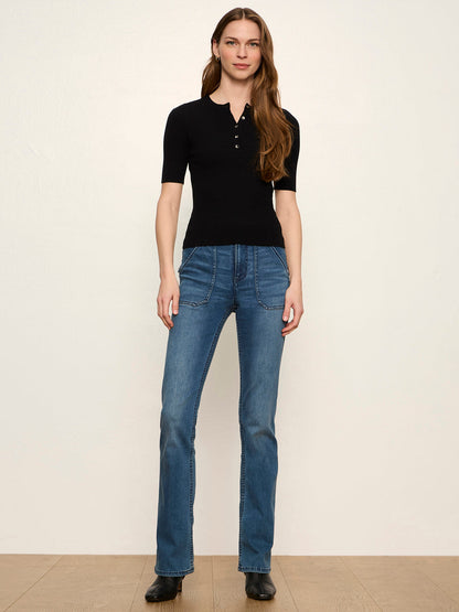 Ribbed Henley Tee Black | Sanctuary Clothing