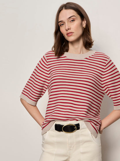 SWEATER TEE OPAL/RASPBERRY STRIPE | Sanctuary Clothing