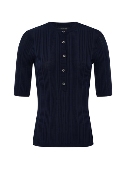 AIR OF EASE HALF SLEEVE TEE NAVY BLAZER | Sanctuary Clothing
