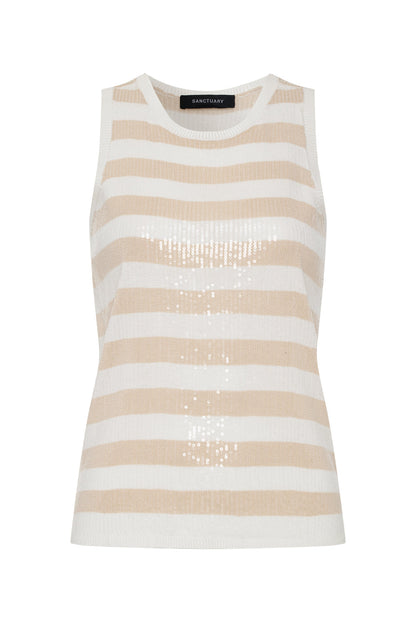 SUMMER SHINE SEQUIN SHELL SUMMER SAND / WHITE STRIPE | Sanctuary Clothing