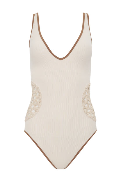High Leg Scoop Neck One-Piece WHITE SAND | Sanctuary Clothing