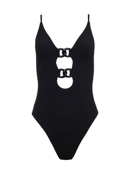 Opened Front Mio One-Piece Swimsuit Black | Sanctuary Clothing
