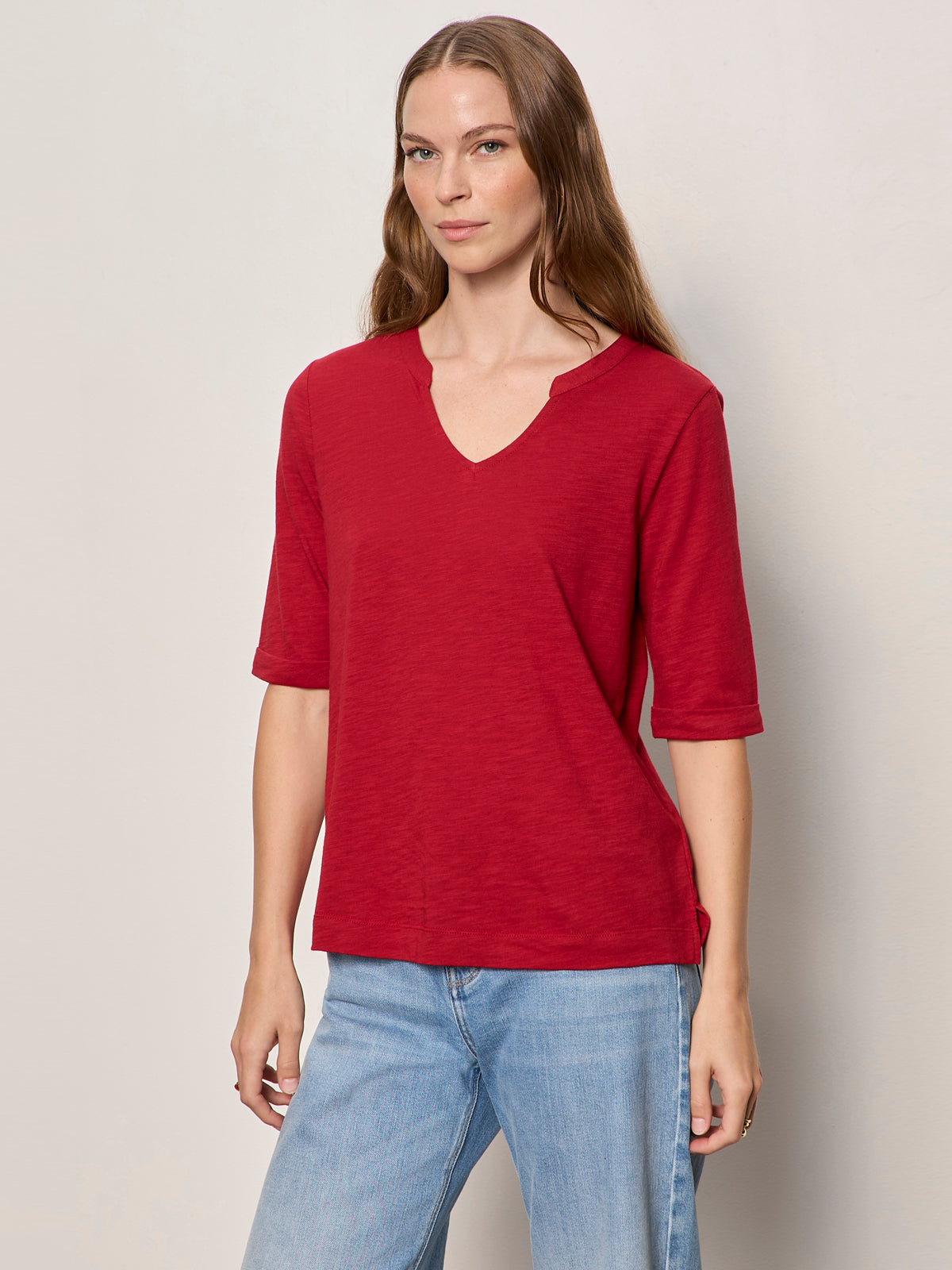 DOLCE NOTCH NECK TEE RED BERRY | Sanctuary Clothing