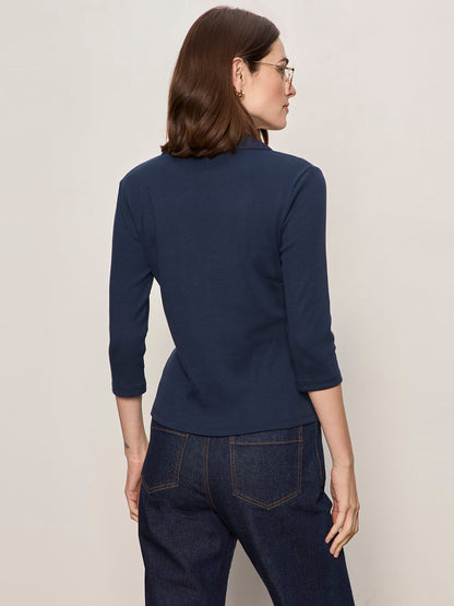 ECHO BUTTON FRONT TEE NAVY BLAZER | Sanctuary Clothing