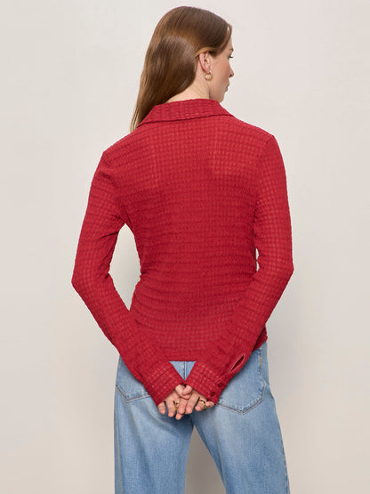 JUNO TEXTURED BUTTON FRONT RED BERRY | Sanctuary Clothing