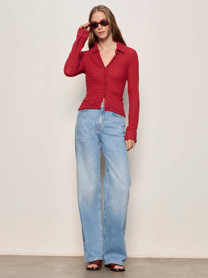 JUNO TEXTURED BUTTON FRONT RED BERRY | Sanctuary Clothing