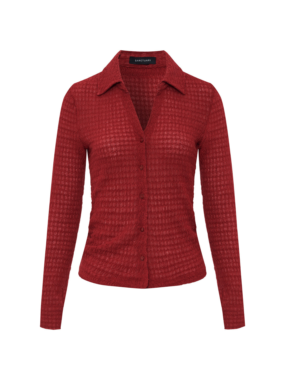 JUNO TEXTURED BUTTON FRONT RED BERRY | Sanctuary Clothing