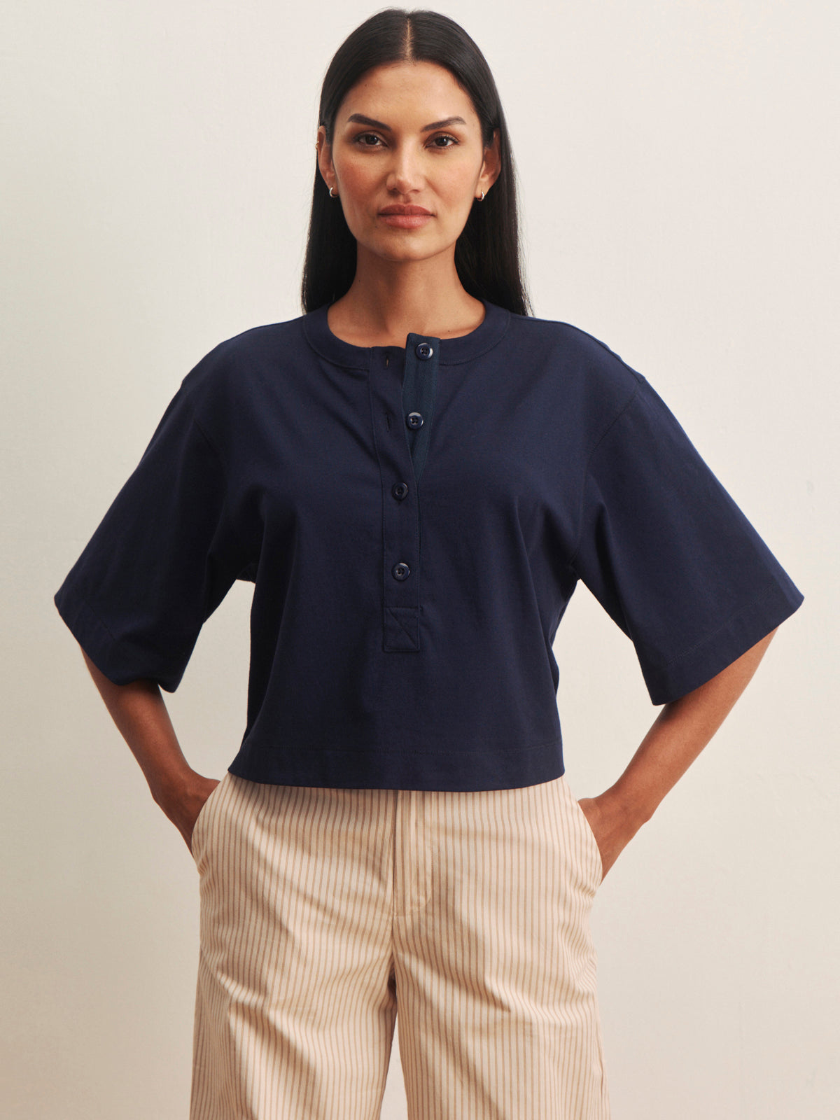 FREYA PLACKET TEE NAVY BLAZER | Sanctuary Clothing