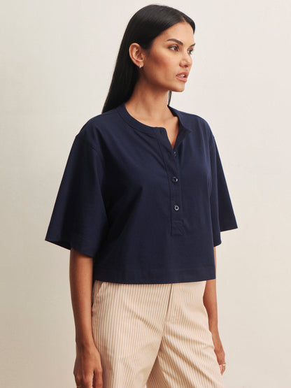 FREYA PLACKET TEE NAVY BLAZER | Sanctuary Clothing