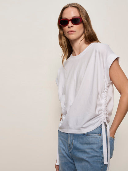 ALL DAY RUCHED TEE WHITE | Sanctuary Clothing