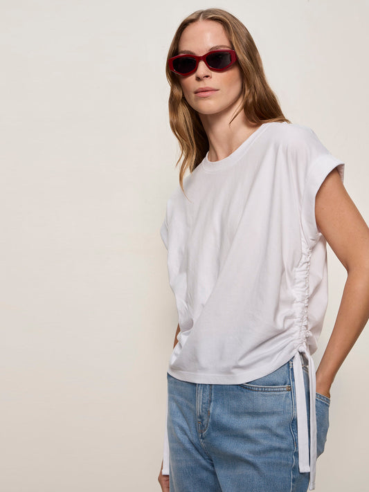 ALL DAY RUCHED TEE WHITE | Sanctuary Clothing