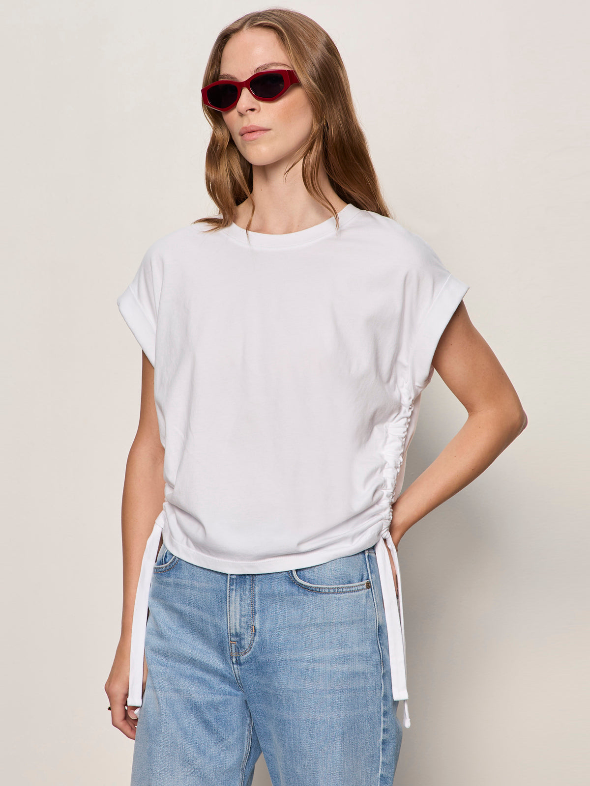 ALL DAY RUCHED TEE WHITE | Sanctuary Clothing