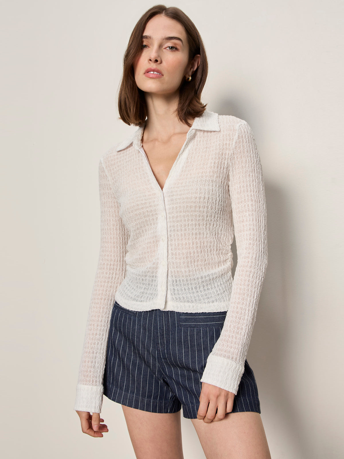 JUNO TEXTURED BUTTON FRONT CHALK | Sanctuary Clothing