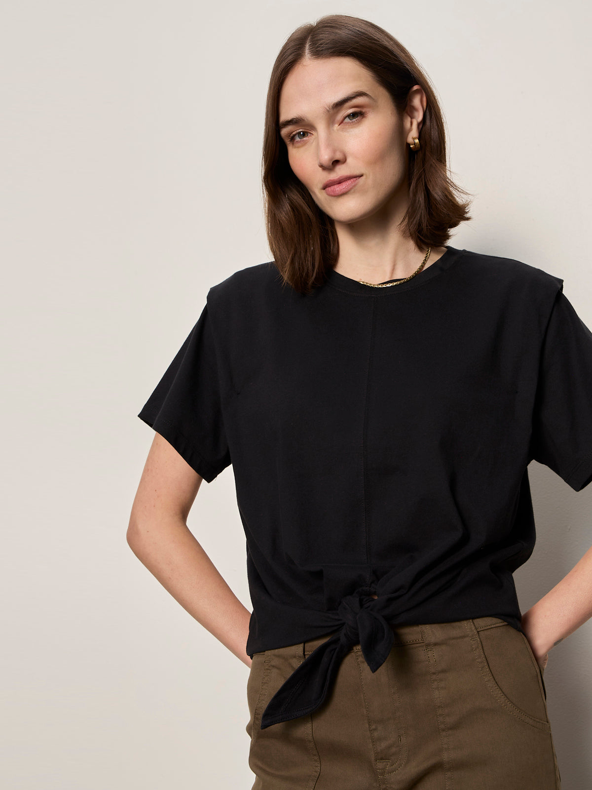 GOOD TO GO TIE FRONT TEE BLACK | Sanctuary Clothing