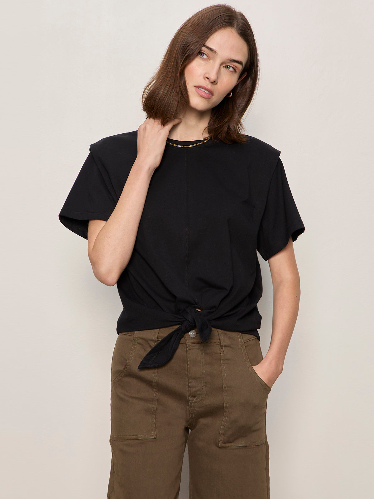GOOD TO GO TIE FRONT TEE BLACK | Sanctuary Clothing