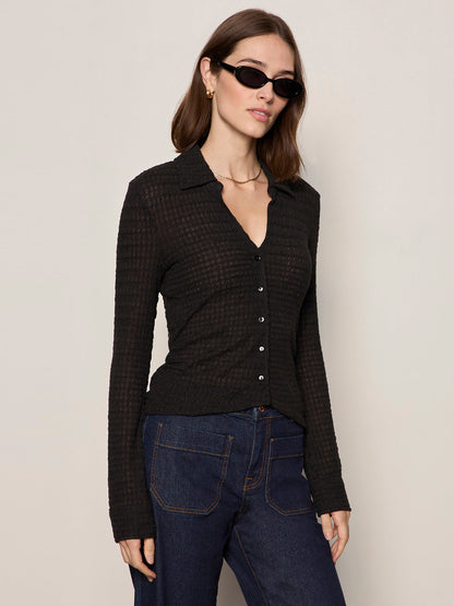 JUNO TEXTURED BUTTON FRONT BLACK | Sanctuary Clothing