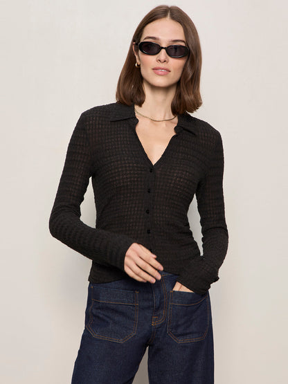 JUNO TEXTURED BUTTON FRONT BLACK | Sanctuary Clothing