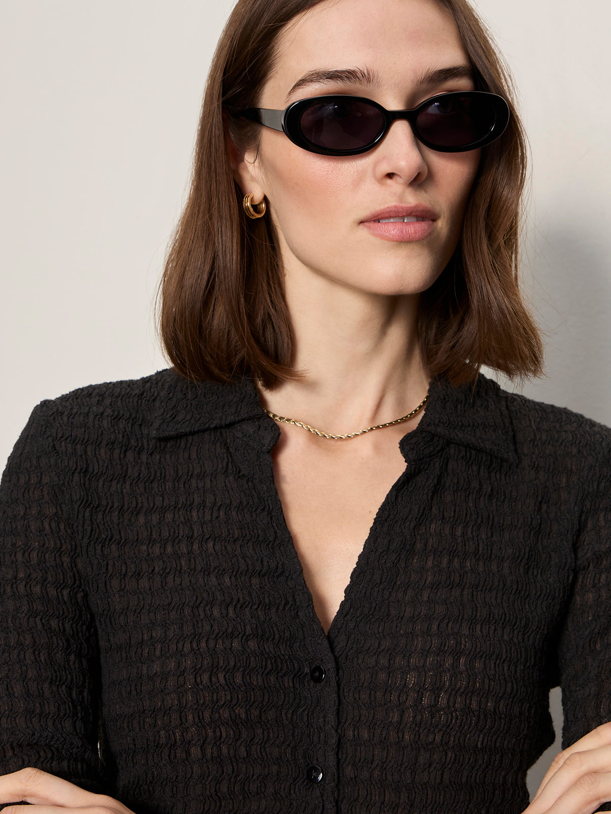 JUNO TEXTURED BUTTON FRONT BLACK | Sanctuary Clothing