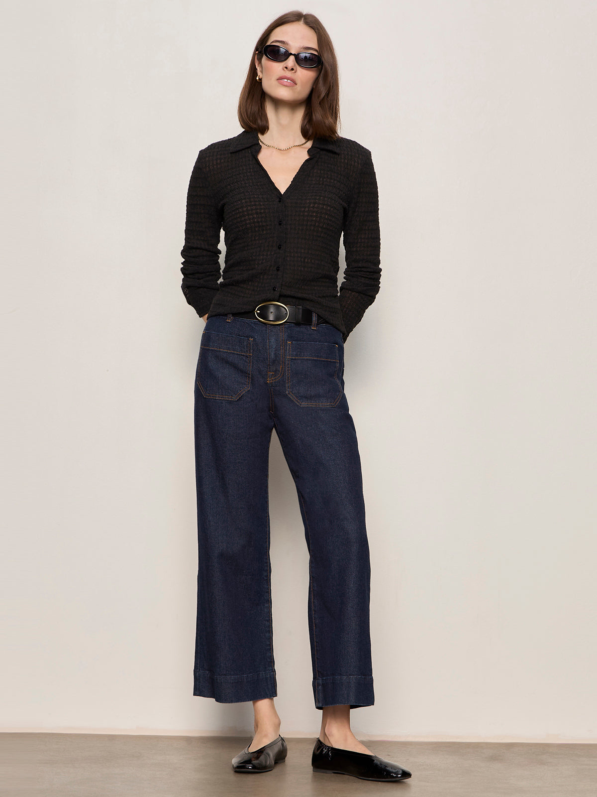 JUNO TEXTURED BUTTON FRONT BLACK | Sanctuary Clothing