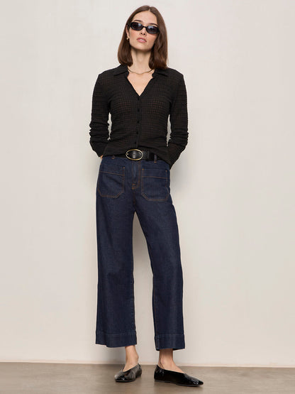 JUNO TEXTURED BUTTON FRONT BLACK | Sanctuary Clothing