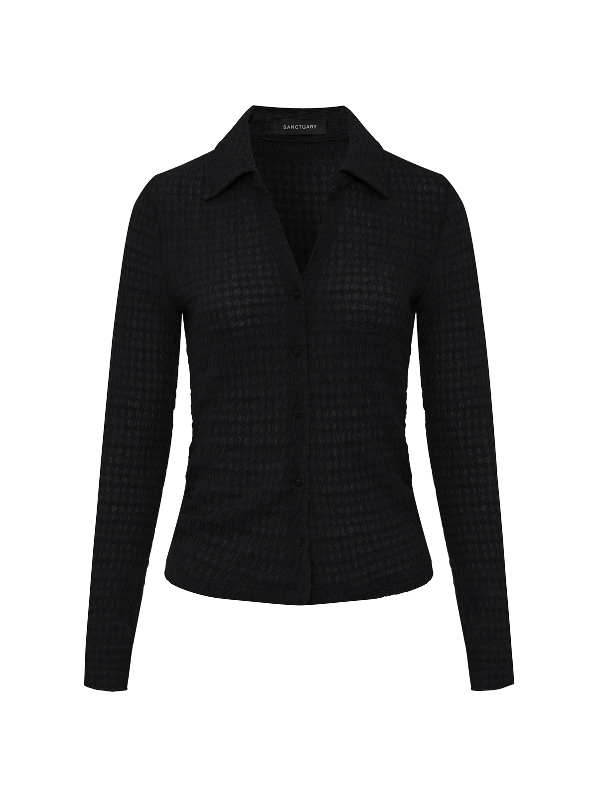 JUNO TEXTURED BUTTON FRONT BLACK | Sanctuary Clothing