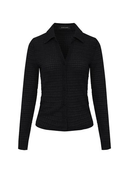 JUNO TEXTURED BUTTON FRONT BLACK | Sanctuary Clothing