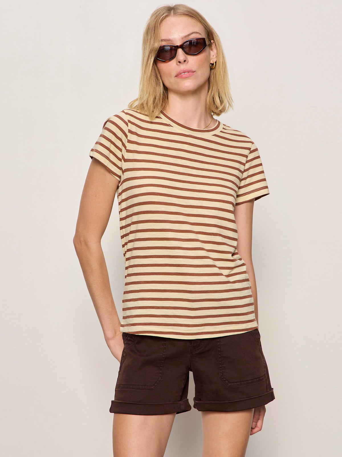 THE PERFECT TEE CHOCO BANANA STRIPE | Sanctuary Clothing