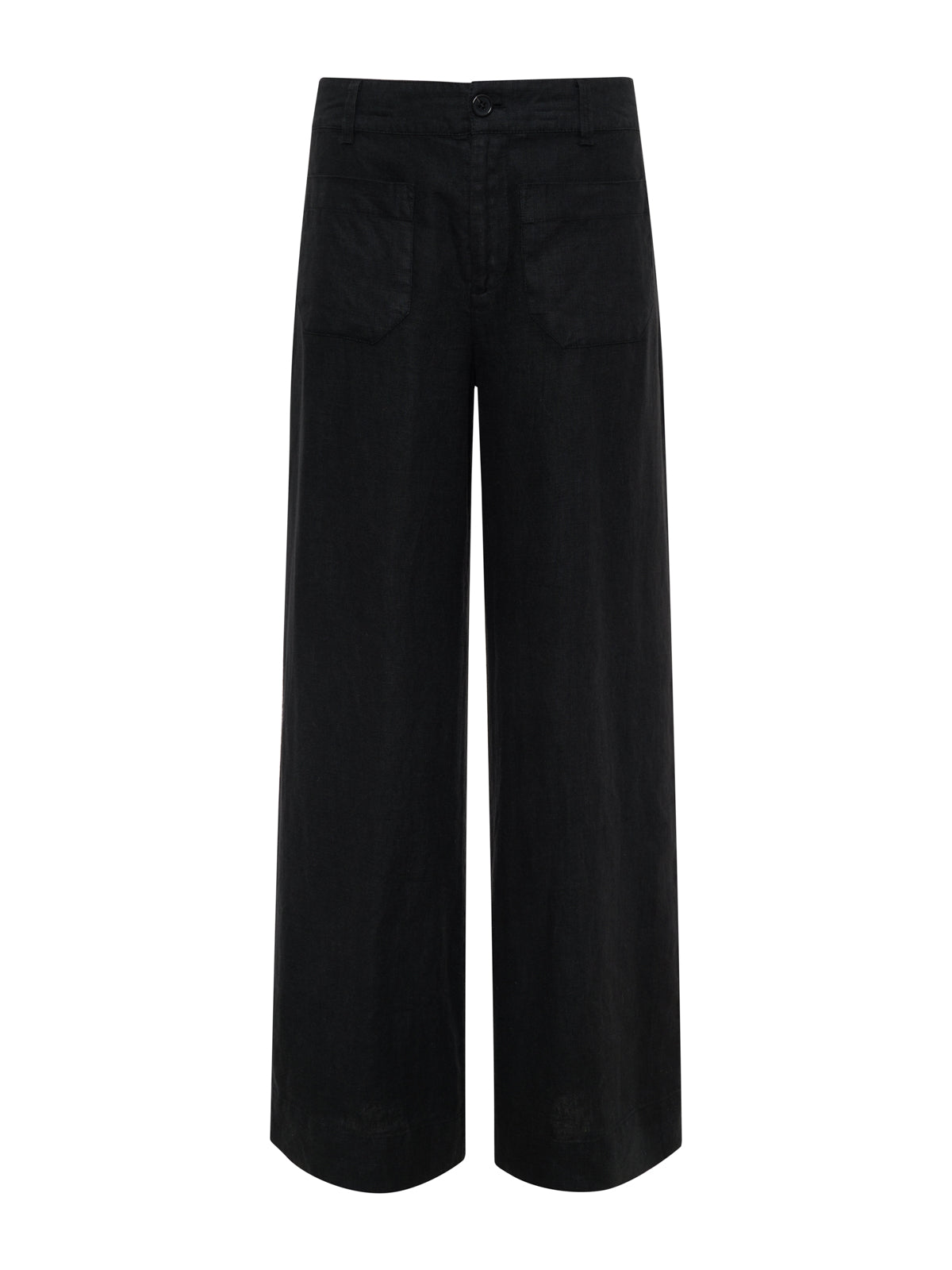 The Linen Marine Wide Leg Semi-High Rise Pant Black | Sanctuary Clothing