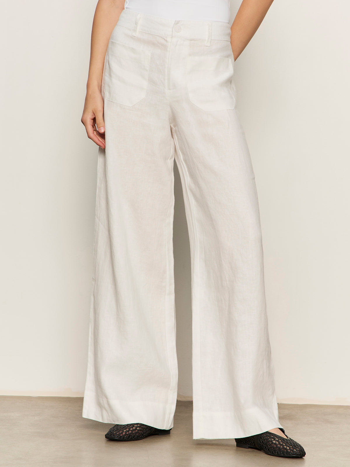 The Linen Marine Wide Leg Semi-High Rise Pant White | Sanctuary Clothing