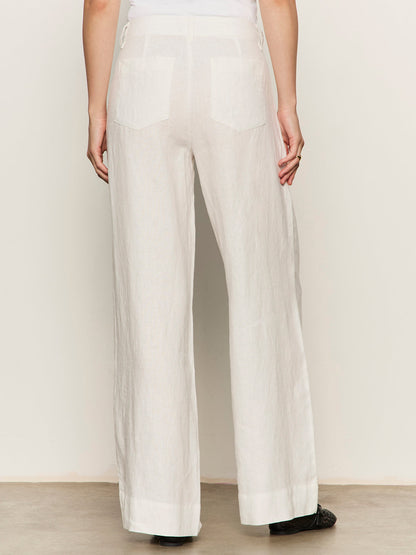 The Linen Marine Wide Leg Semi-High Rise Pant White | Sanctuary Clothing