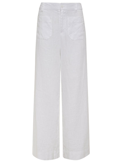The Linen Marine Wide Leg Semi-High Rise Pant White | Sanctuary Clothing