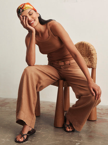 THE LINEN MARINE WIDE LEG TOASTED COCONUT | Sanctuary Clothing